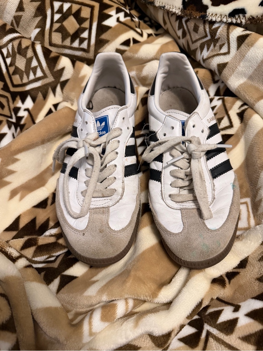 adidas White and Black Samba Sneakers with Suede Toe